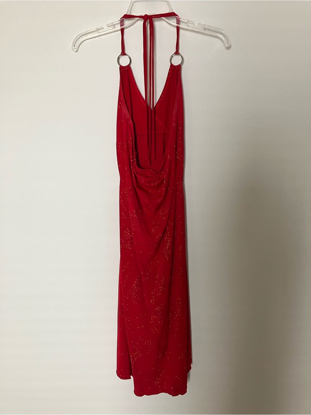 Y2K Lipstick Red Glitter Halter High Low Dress Party Prom Medium - Picture 2 of 10